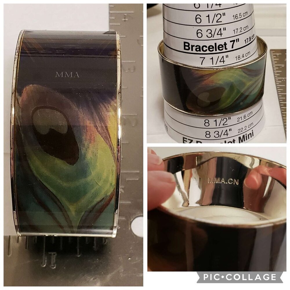 Metropolitan Museum of Art MMA Peacock Feather Design Bangle Bracelet